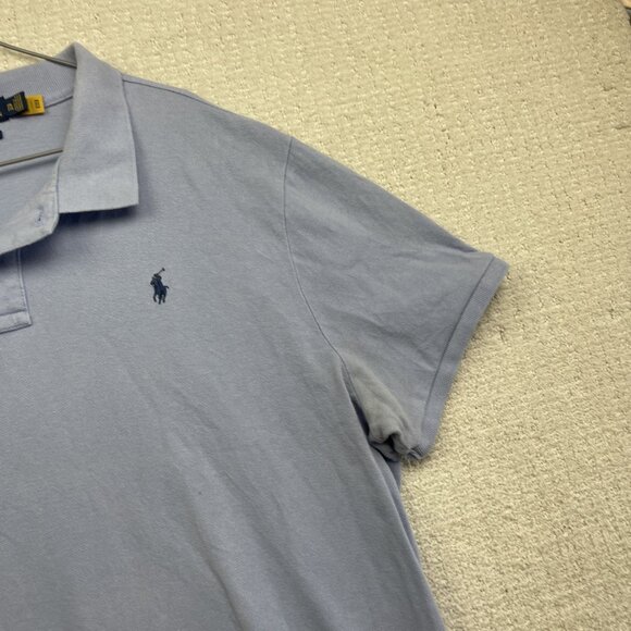Polo Ralph Lauren Custom Slim Fit Mesh Baby Blue Cotton Polo Shirt Men XXL Read - Picture 4 of 16